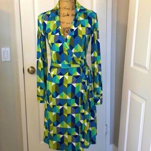 Calvin Klein wrap dress, career casual collar belt